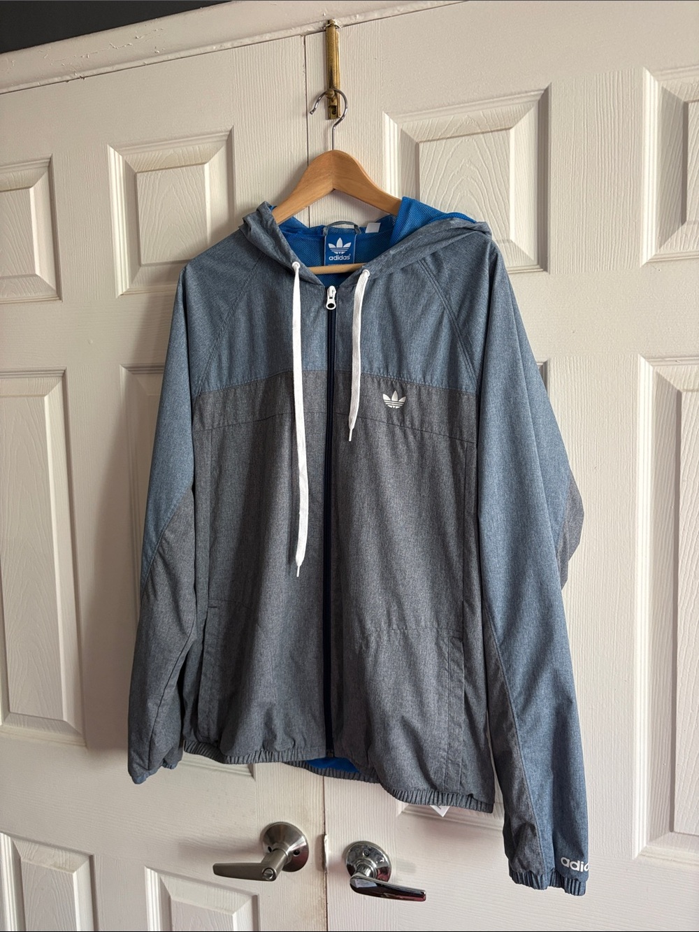 adidas Two-Tone Gray Hooded Windbreaker Jacket